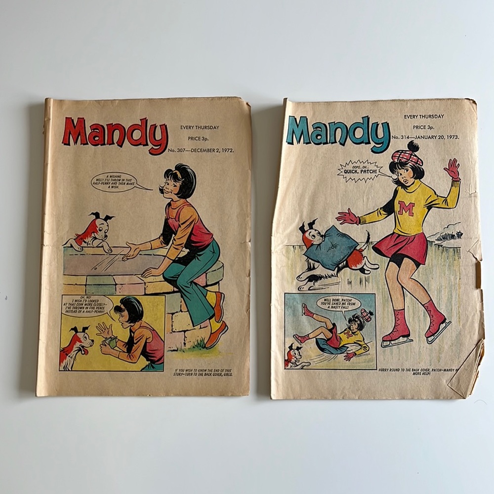 12 Comic Lot MANDY UK Girls Vintage Comics 1972-1976